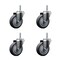 Service Caster 4 Inch Thermoplastic  Rubber Wheel Swivel 34 Inch Threaded Stem Caster Set Service Caster SCC-TS20S414-TPRB-34212-4 - alternate 1